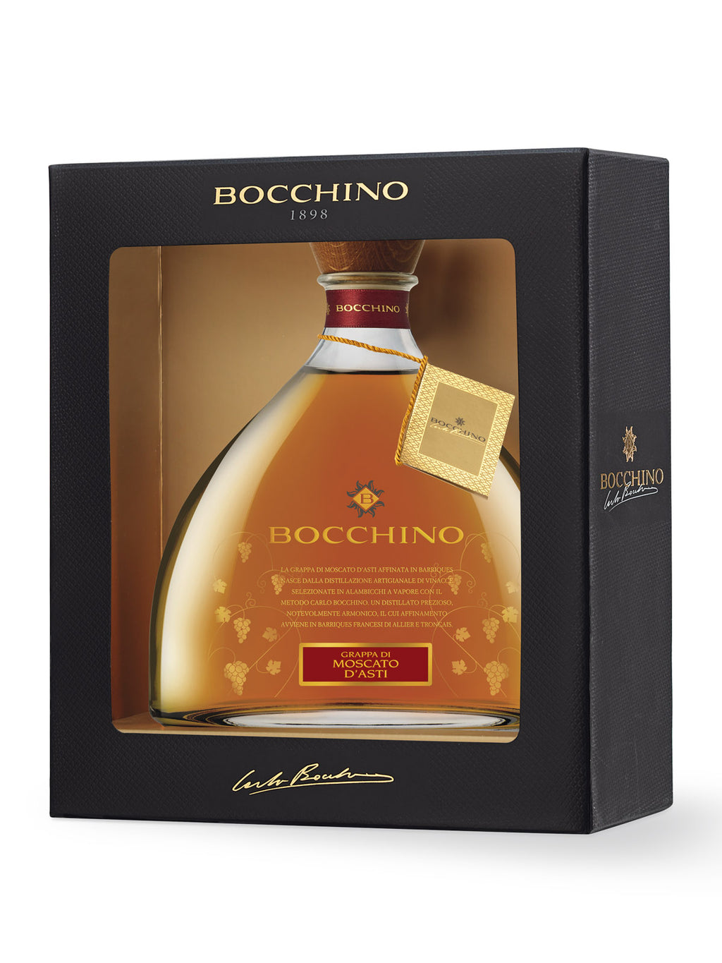 Moscato d\'Asti Grappa Barrique Mouthpiece in gift box – Distilleria Bocchino